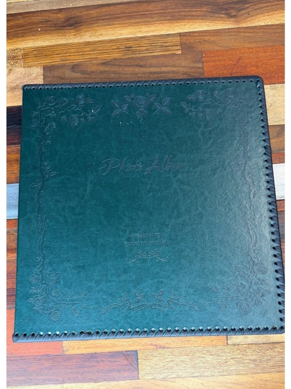 Self Adhesive Photo Album Green Leather Vintage Large Sticky Pages